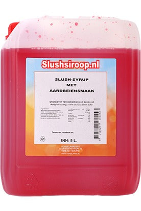 Slushsiroop AARDBEIEN - tank met 5 ltr - Vorselaars - Slushsiroop.nl