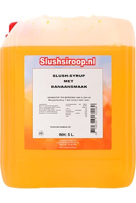 Slushsiroop BANAAN smaak - tank met 5 ltr - Vorselaars - Slushsiroop.nl