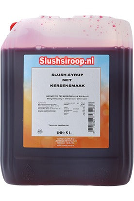 Slushsiroop KERSEN smaak - tank met 5 ltr - Vorselaars - Slushsiroop.nl