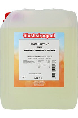Slushsiroop ANANAS-KOKOS smaak - tank met 5 ltr - Vorselaars - Slushsiroop.nl