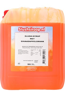 Slushsiroop SINAASAPPEL smaak - tank met 5 ltr - Vorselaars - Slushsiroop.nl